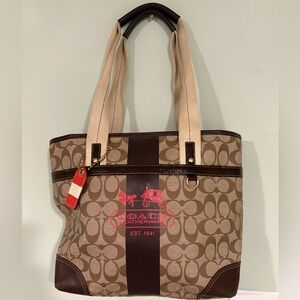 Coach Brown and Tan Shoulder Bag